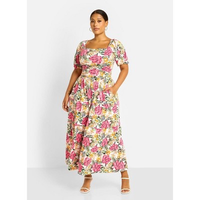 Rebdolls Women's Lana Ruched Skater Maxi Dress