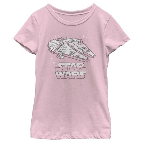 Girl's Star Wars Cute Millennium Falcon T-shirt - Light Pink - X Large ...