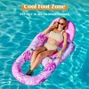 Joyfy 60'' Pool Floats Chair, Pink Inflatable Tanning Lounger Pool Floaties for Adult, Foot Rest Swimming Sunbathing Floaty Raft with Cup Holders - 2 of 4