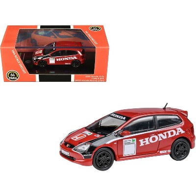 2001 Honda Civic Type R EP3 Red with Graphics "BTCC Honda Racing" 1/64 Diecast Model Car by Paragon Models