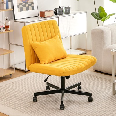Racxily Adjustable Swivel Criss-Cross Chair, Linen Office Chairs, Vanity Chair, Desk Chair