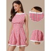 INSPIRE CHIC Women's Sleeveless Checks Gingham Lace Trim Smocked Waist Short Jumpsuits - 2 of 4