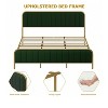 Full/King Bed Frame Modern Heavy Duty Velvet Upholstered Platform With Dense Sponge Headboard No Box Spring Needed In Gold And White,Green - 3 of 4