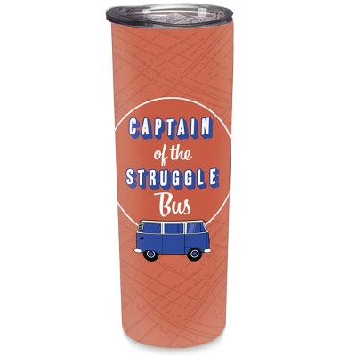 Elanze Designs Captain Struggle Bus Orange Crosshatch 20 ounce Stainless Steel Travel Tumbler