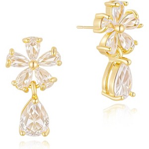 Cubic Zirconia Earrings - 14K Gold Plated Cubic Zirconia CZ Wedding Earrings for Women Bridal Bridesmaid - 1 of 4