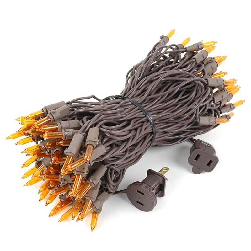 Novelty Lights 100 Light Incandescent Mini Christmas String Lights Brown Wire 50 Feet, 3 of 7