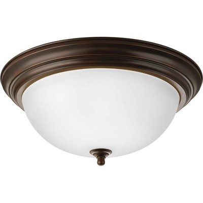 Progress Lighting, Melon Collection, 3-Light Flush Mount, Antique Bronze, Alabaster Glass Shade