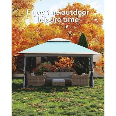 13x13 Ft Pop Up Canopy Tent with Mosquito Netting &  Carrying Bag, Instant Portable Shelter, Heavy Duty Foldable Gazebo for Outdoor Backyard