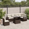 vidaXL 7 Piece Patio Sofa Set with Cushions - Brown and Cream - 2 of 4