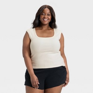 Women's Slim Fit Square Neck Ribbed T-Shirt - Universal Thread™ - 1 of 3