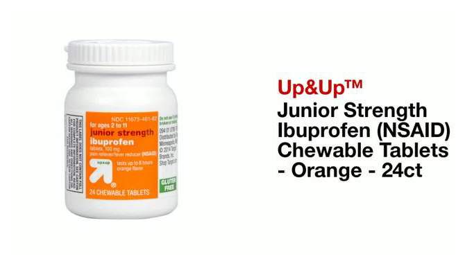 Junior Strength Ibuprofen (NSAID) Pain Reliever &#38; Fever Reducer Chewable Tablets - Orange - 24ct - up &#38; up&#8482;, 2 of 8, play video