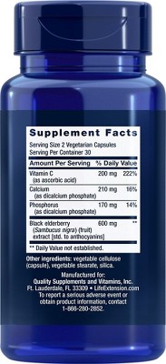 Black Elderberry + Vitamin C Gluten-Free Vegetarian Capsules