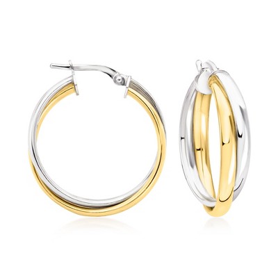 Ross-Simons Italian Sterling Silver and 18kt Gold Over Sterling Double-Hoop Earrings