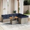 vidaXL 10 Piece Patio Sofa Set with Cushions Gray Poly Rattan - Gray and Navy Blue - 2 of 4