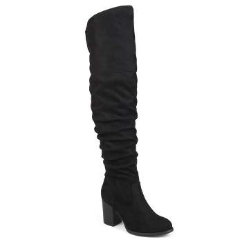 Journee Collection Womens Kaison Wide Calf Stacked Heel Over The Knee Boots