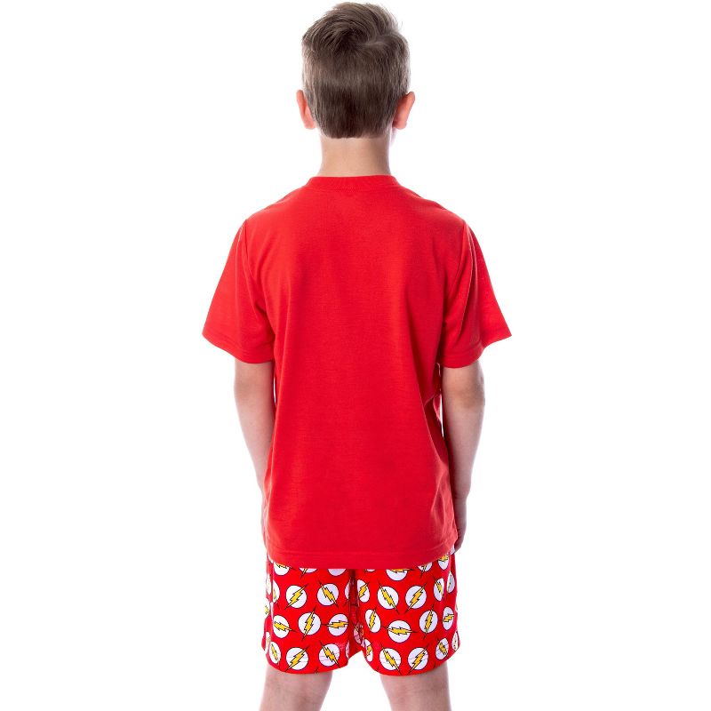 DC Comics Big Boys' The Flash Logo Short Sleeve Shirt Pajama Short Set Red, 2 of 6