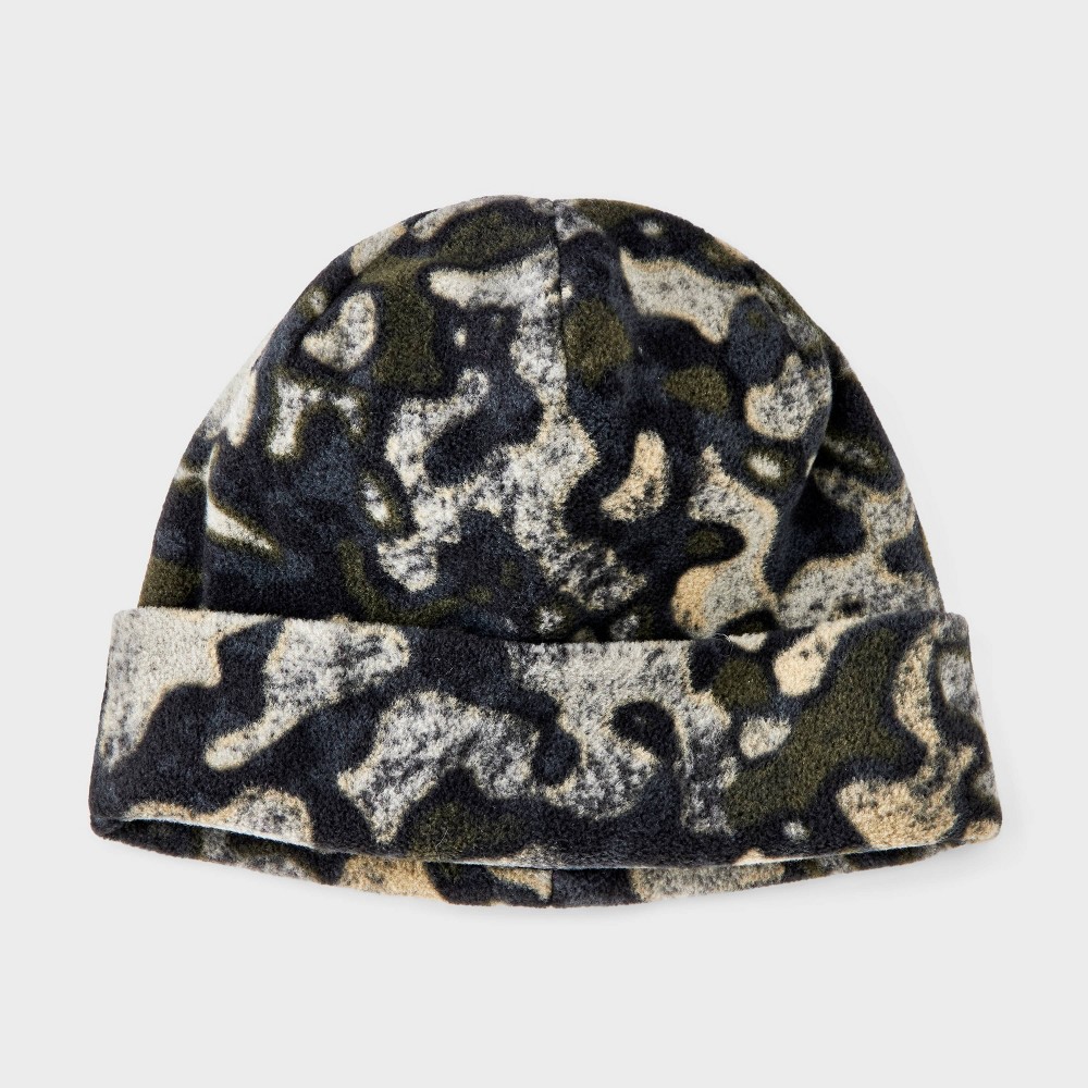 Boys' Camo Fleece Cuffed Beanie Hat - Cat & Jack™ Black