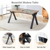 5/7-Piece Dining Set with Wood-Textured Dining Table with A-Frame Legs and 4 Linen-Cotton Chairs, Black+Natural+Gray/Brown-ModernLuxe - 4 of 4