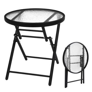 Karl Home |18in. Metal Round Patio Folding Side Table - 1 of 4