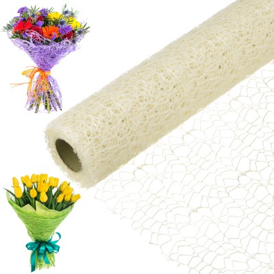 Unique Bargains Jacquard Net Mesh Flower Gift Wrapping Paper 180"x19.7" 1 Pc