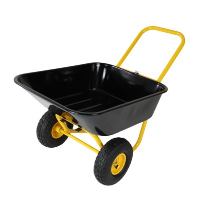 VisioGear Sand Toys, Children's Heavy Wheelbarrow Toy for Bench, Children's Double Wheel Wheelbarrow with Tray for Sand, Black & Yellow,