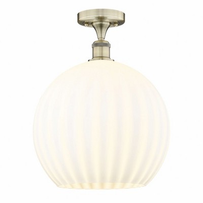 White Venetian - 1 Light Semi-Flush Mount In Modern Style-16.75 Inches Tall and 13.75 Inches Wide