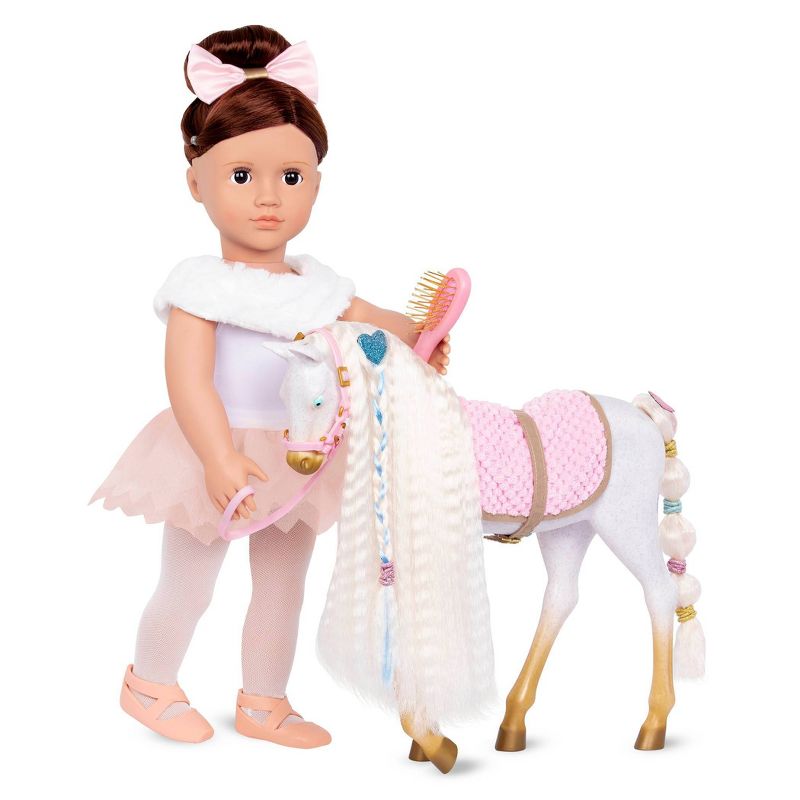 Our Generation 12&#34; Hair Play Foal - Glitter &#38; Hearts Andalusian Horse in White, 4 of 11