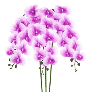 Unique Bargains Artificial Orchid Flowers Nine-headed Large Faux Phalaenopsis Silk Bouquets Real Touch 37 Inch - 1 of 4