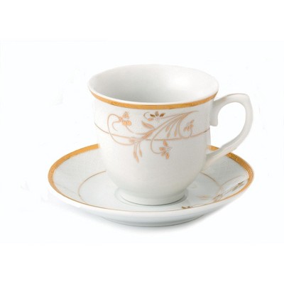 Gold Floral Design Porcelain Tea-Coffee Set for Four
