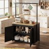 42" Heavy-Duty Kitchen Island w/ 30mm Countertop - Multi-Functional Storage Cart w/ 3-Tier Shelves, 5 Hooks & 400lb Capacity - 4 of 4