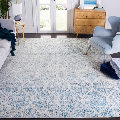 Elegant Cream & Turquoise Synthetic 8'x10' Reversible Area Rug