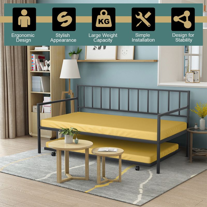 Tangkula Twin Size Steel Daybed &roll-out Trundle Frame Set w/ Casters, 5 of 11