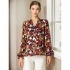 Allegra K Women's Floral Tie V Neck Chiffon Ruffle Trumpet Sleeve Blouse - 2 of 4