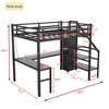 ALEXOUN Metal Loft Bed with L Shaped Desk and Wardrobe, Heavy Duty Loft Bed Frame with Storage Stairs,Space Saving Loft Bed, Black - 3 of 4
