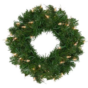 Northlight 12" Deluxe Windsor Pine Artificial Christmas Wreath - Clear Lights - 1 of 4