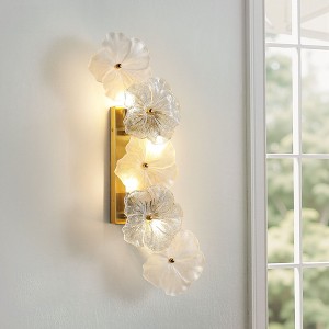 KAISITE 5-Flower Glass Wall Sconce, 4-Light Botanical Vanity Lamp - 1 of 4