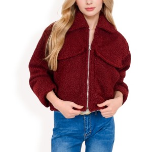 Anna-Kaci Women's Zip-Up Collared Jacket with Front Flap Pockets - 1 of 4