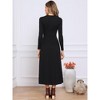 INSPIRE CHIC Women's High Waist Pleated Front Long Sleeve A-Line Ribbed Knitted Maxi Dress - 3 of 4
