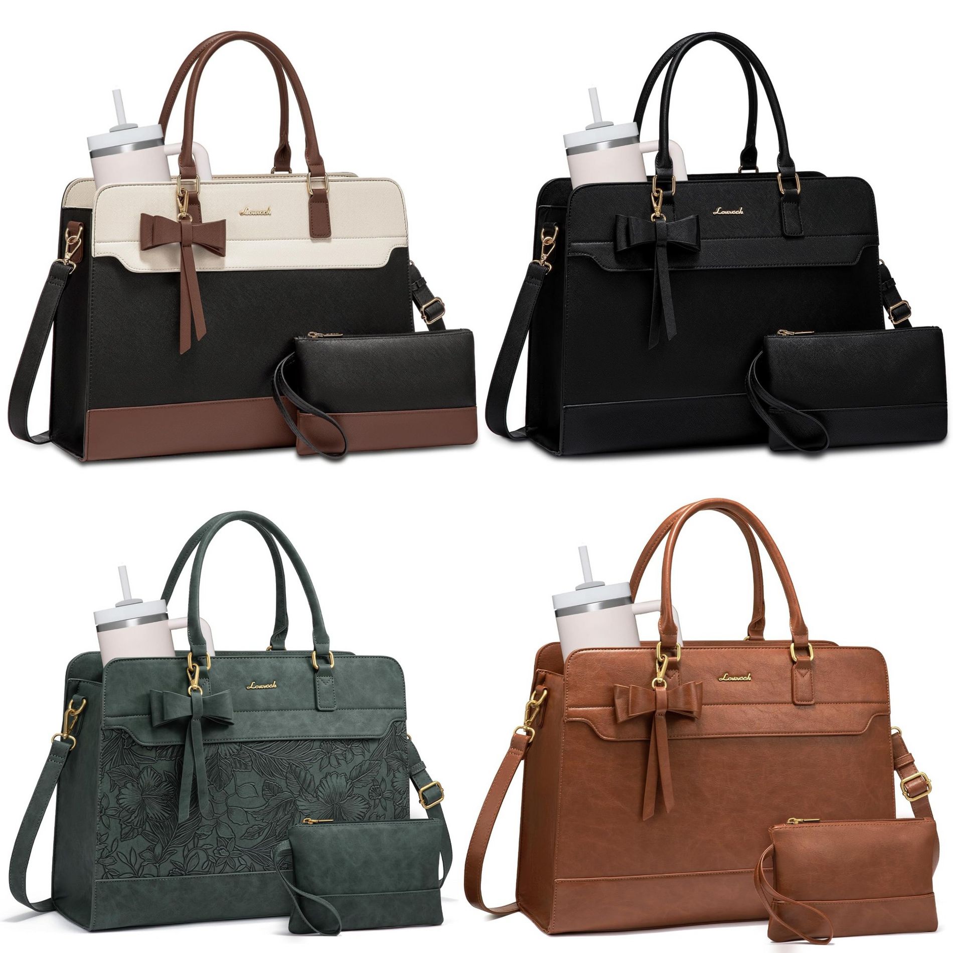 LOVEVOOK Laptop Leather Messenger Work Bag for Women, Waterproof Business Teacher Bag, Large Computer Laptop Bag