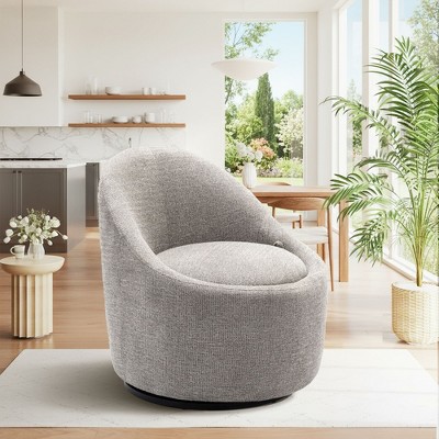Modern Barrel Swivel Chairs with Concealed Storage, Round Upholstered Accent Chairs
