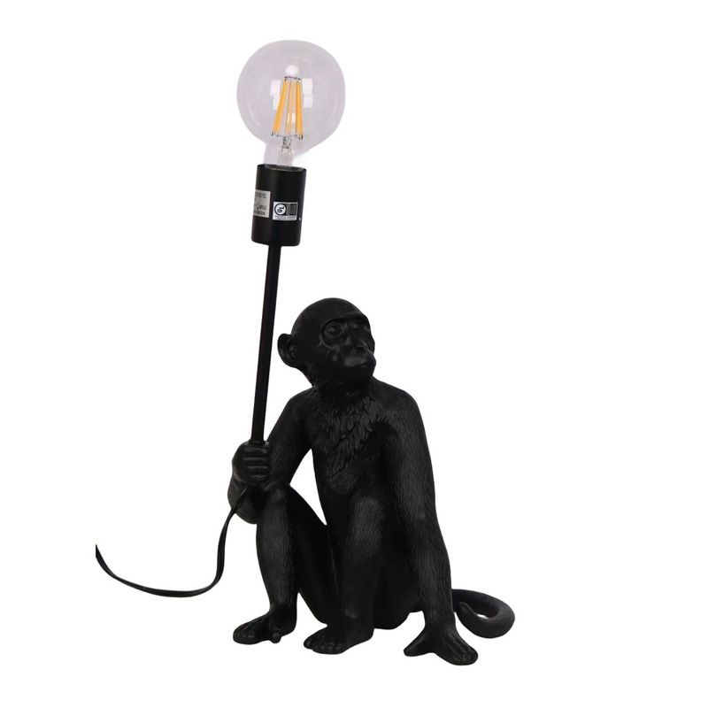 SAGEBROOK HOME 20&#34; Monkey with Light Bulb Table Lamp Black, 1 of 2