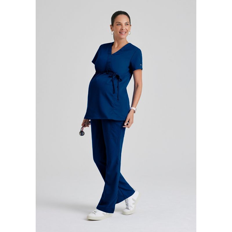 Grey's Anatomy by Barco - Classic Women's Lilah 2-Pocket Mock Wrap Maternity Scrub Top, 3 of 7