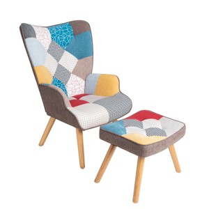 NicBex Linen Accent Chair,Upholstered Living Room Chairs with Curved Tall Backrest and Ottoman,Modern Armchair,Accent Chairs for Living Room - 1 of 4