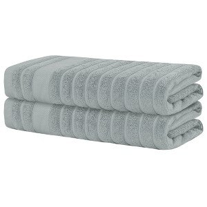 Unique Bargains Cotton Quick Dry Stripe Bath Towels 2 Pcs - 1 of 4