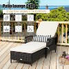 79'' Brown Patio Wicker Chaise Lounge Chair with Pillow and Adjustable Backrest - 3 of 4