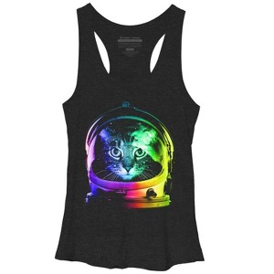 Women's Design By Humans Astronaut Cat By clingcling Racerback Tank Top - 1 of 3