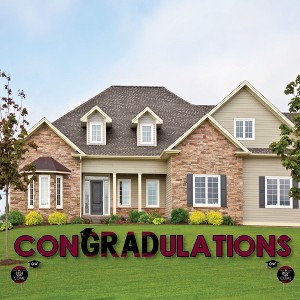 Big Dot of Happiness Maroon Graduation Party Yard Signs - Outdoor Lawn Decorations - ConGRADulations - 1 of 4