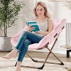 Comfy Oversized Pink Saucer Chair, Soft Faux Fur Reading Lounge Chair for Adults, Foldable Cozy Chairs for Bedroom, Living Room, Dorm, Office - 4 of 4