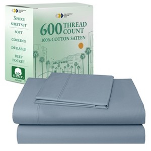 5-Star Luxury Sheet Set - 600 Thread Count 100% Cotton Sateen - Soft & Crisp Bed Sheets with Deep Pockets by California Design Den - 1 of 4