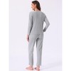 INSPIRE CHIC Women's Pajama Sets Button Up Long Sleeve V-Neck Elastic Waist Pants 2 Pieces with Pockets - 4 of 4